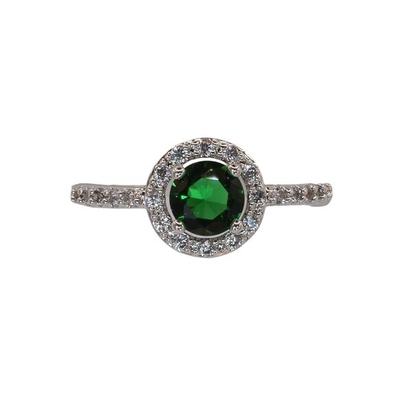 NWOT Fragrant Jewels Emerald Green Round Cut Halo Ring Size 7.75 US - Picture 1 of 5